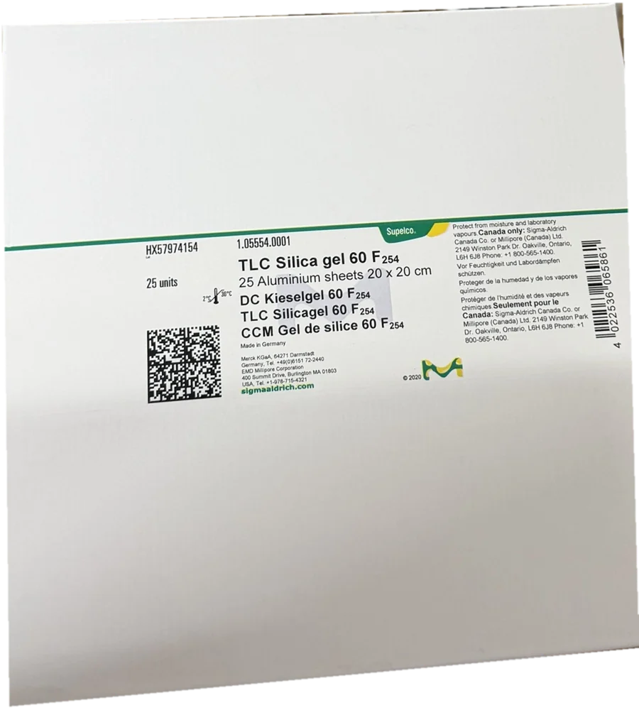 ورق TLC سیلیکاژل 60 F₂₅₄ (آلومینیومی ۲۰×۲۰)